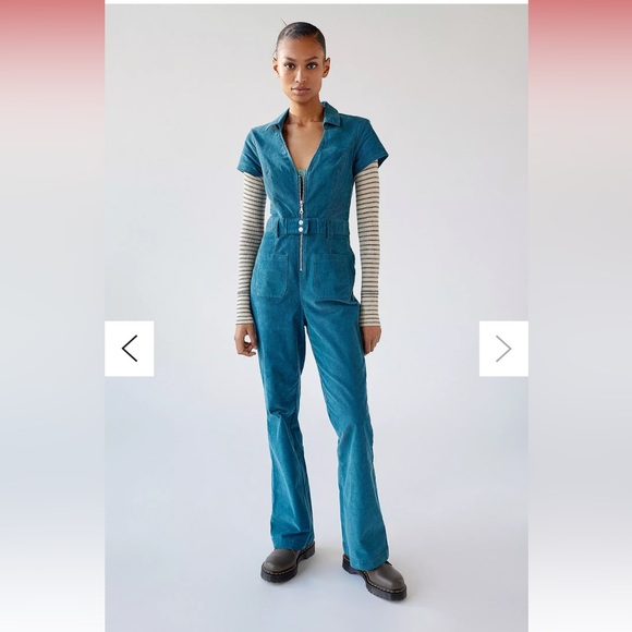 Urban Outfitters Rue Corduroy Jumpsuit XS UK 6 Blue Zip Up Boilersuit BNWT - Picture 13 of 13